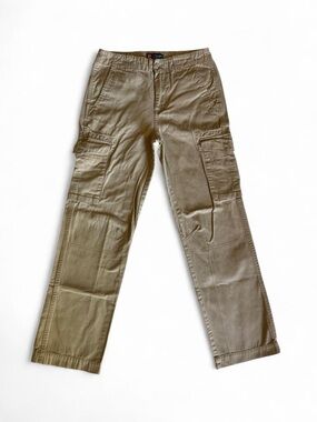 CHAPS Boys Cargo Pants Size 12 Khaki 100% Cotton Straight Leg